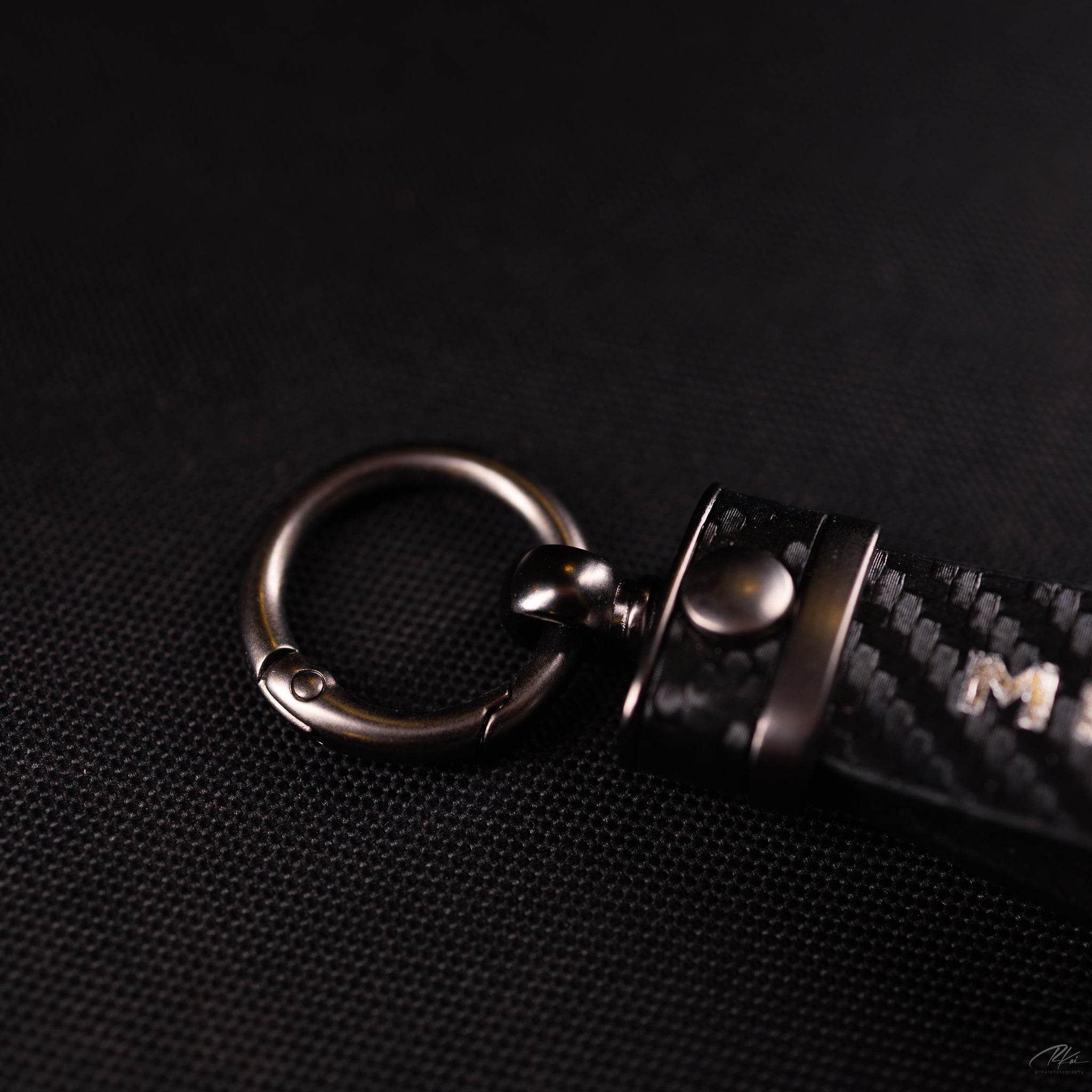 Carbon Fiber Style Leather Keychain